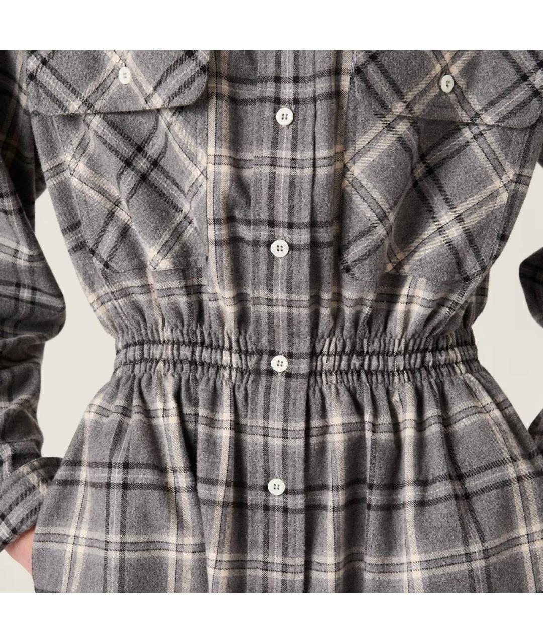 MIU MIU Серое хлопковое повседневное платье, фото 6