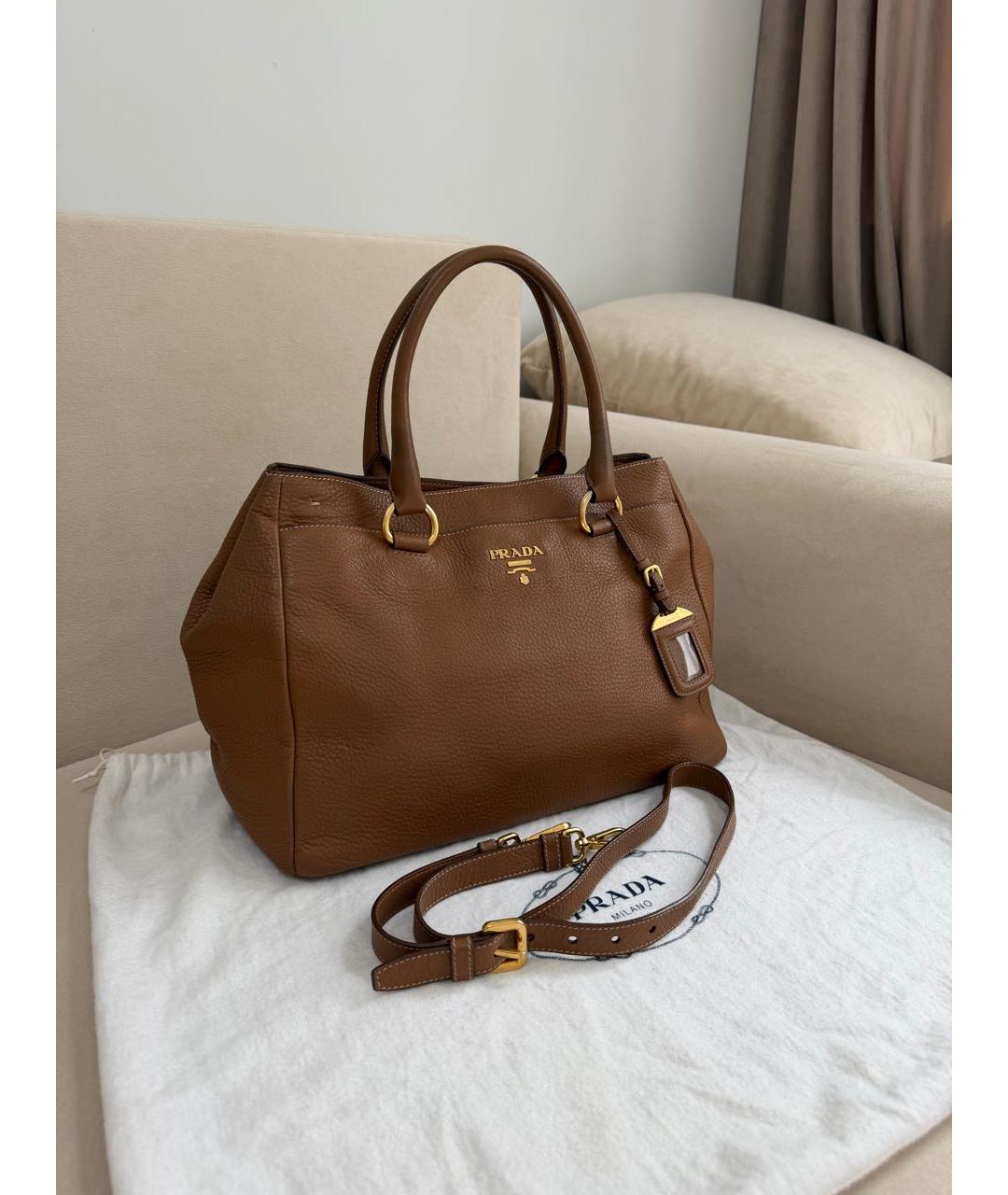 PRADA Коричневая кожаная сумка тоут, фото 2