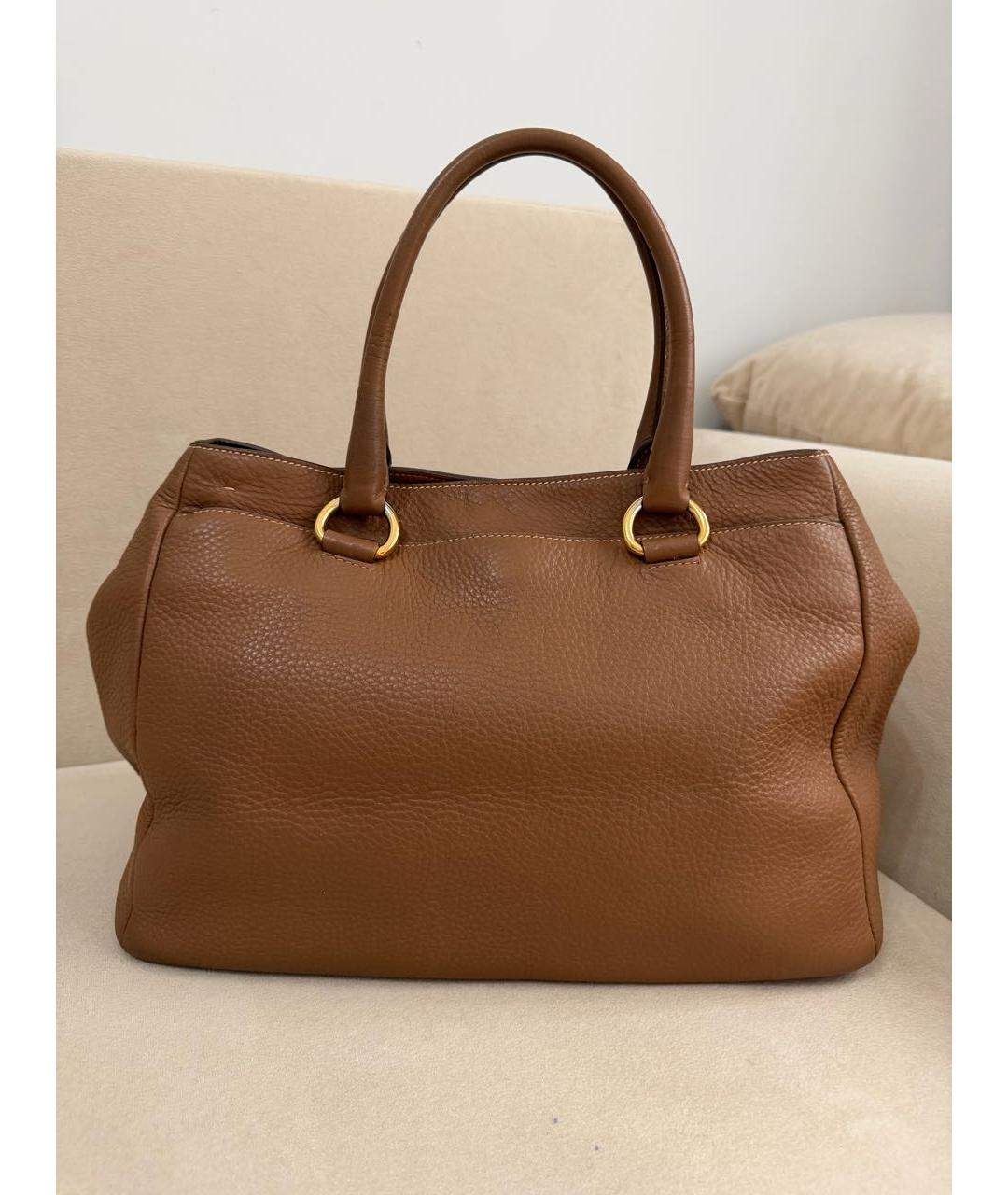 PRADA Коричневая кожаная сумка тоут, фото 3