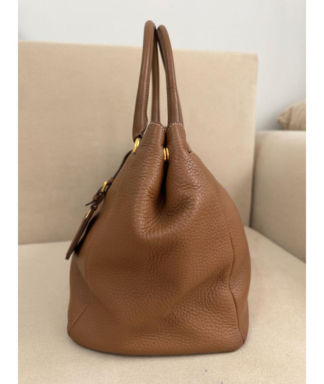 PRADA Коричневая кожаная сумка тоут, фото 5