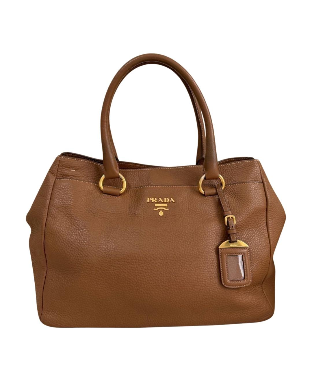 PRADA Коричневая кожаная сумка тоут, фото 1