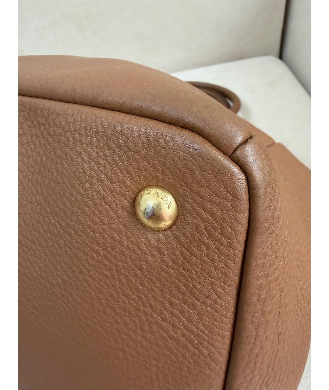 PRADA Коричневая кожаная сумка тоут, фото 7