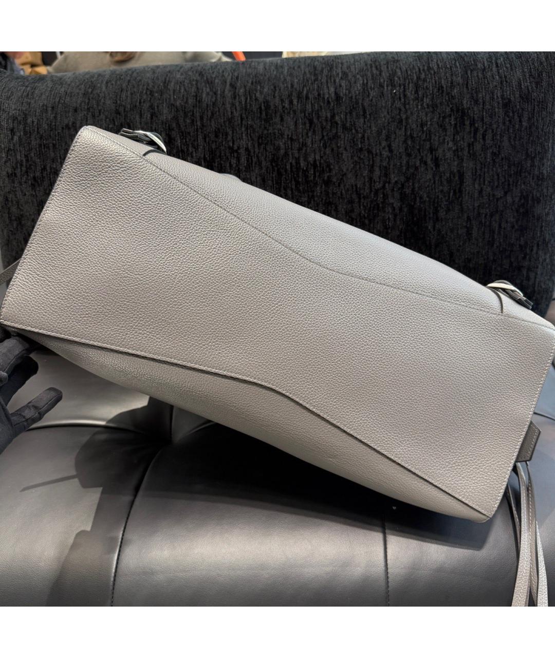BALENCIAGA Серая кожаная сумка тоут, фото 6
