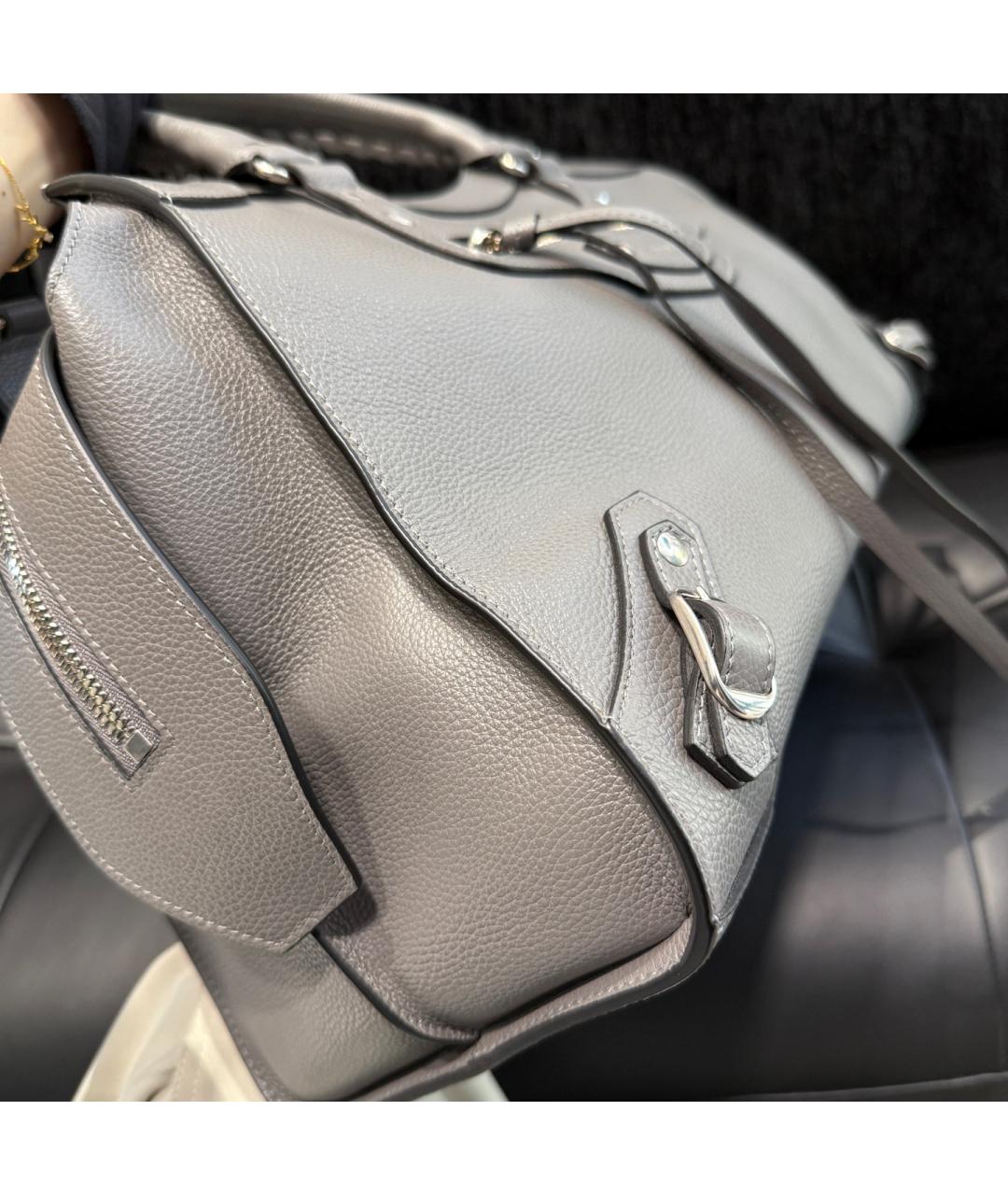 BALENCIAGA Серая кожаная сумка тоут, фото 4