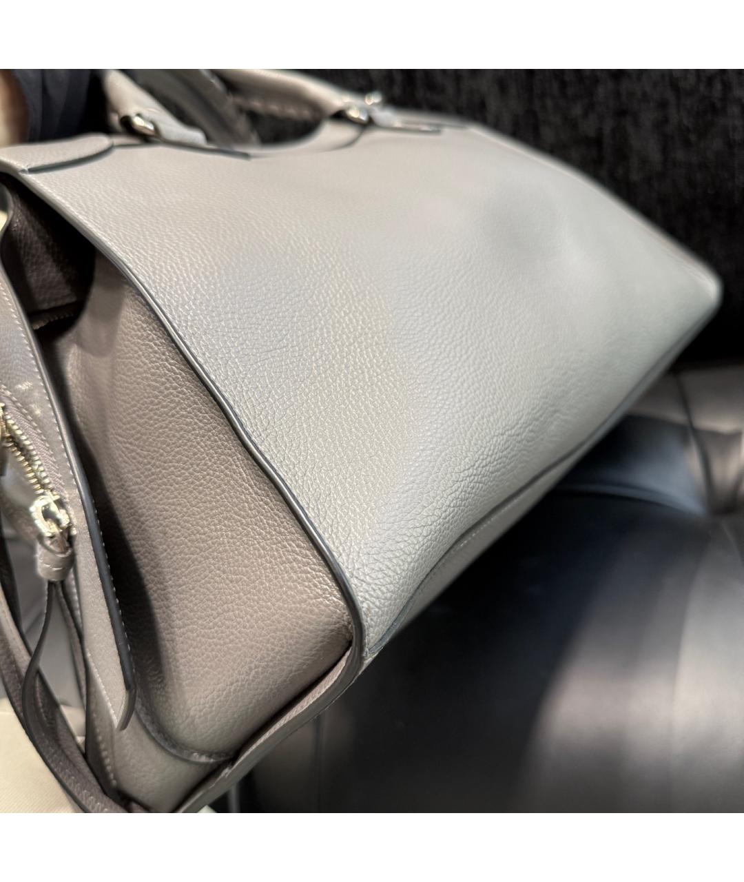BALENCIAGA Серая кожаная сумка тоут, фото 5