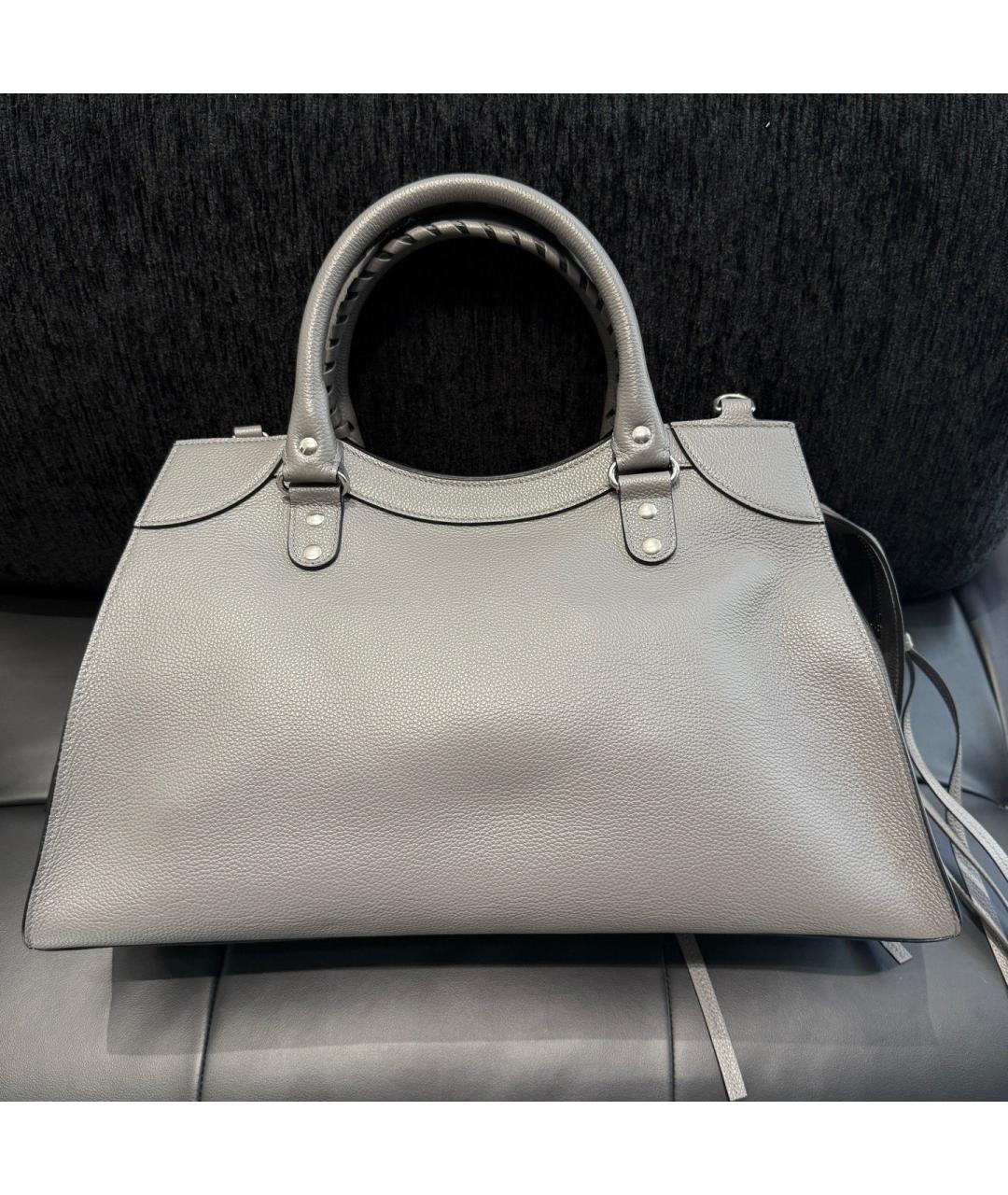 BALENCIAGA Серая кожаная сумка тоут, фото 2