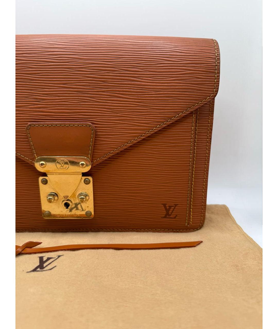LOUIS VUITTON Оранжевая кожаная барсетка, фото 2