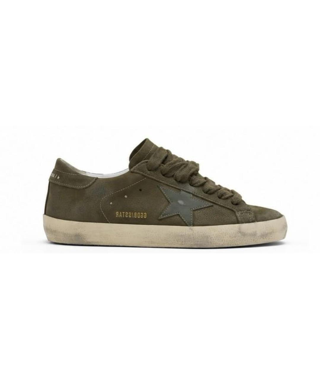 GOLDEN GOOSE Хаки кожаные кеды, фото 9