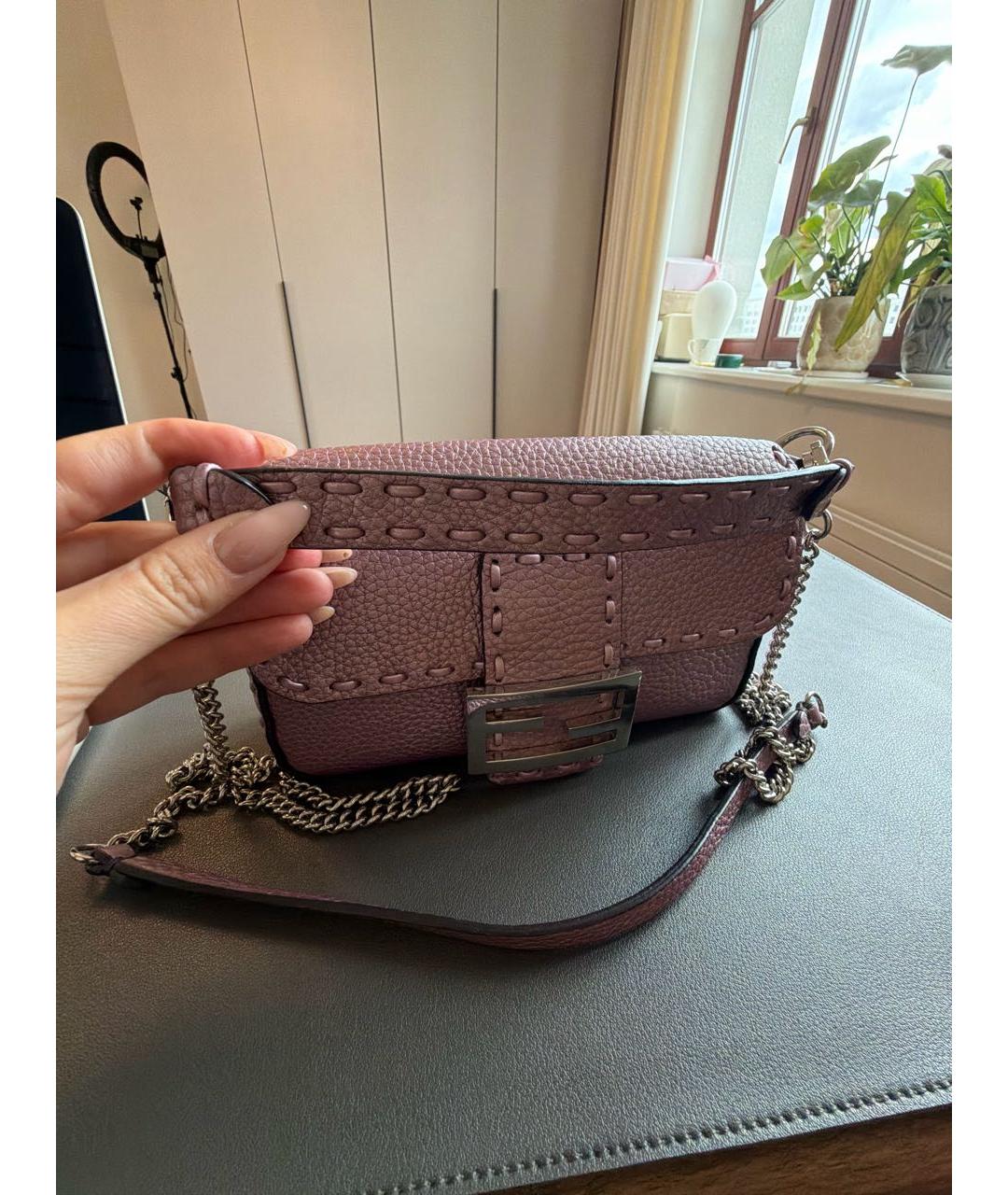 FENDI Фиолетовая кожаная сумка через плечо, фото 3