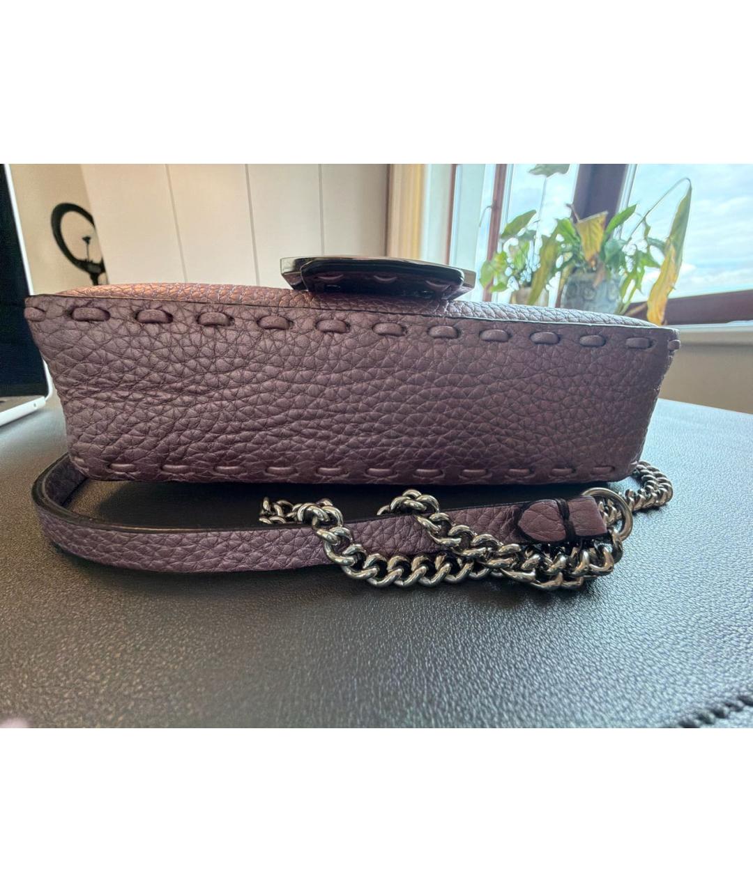 FENDI Фиолетовая кожаная сумка через плечо, фото 2