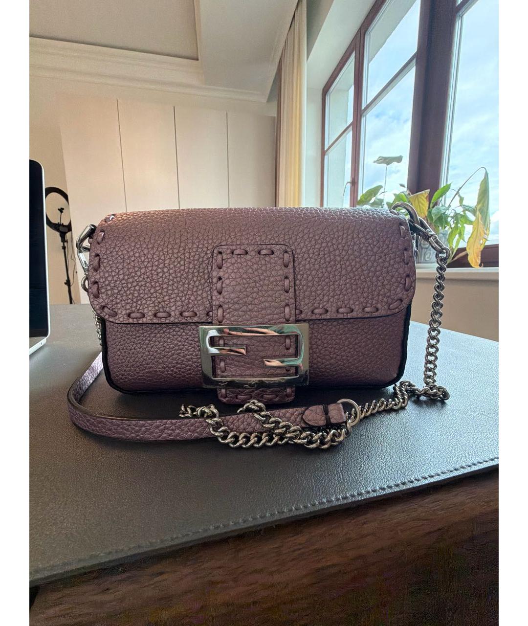 FENDI Фиолетовая кожаная сумка через плечо, фото 5
