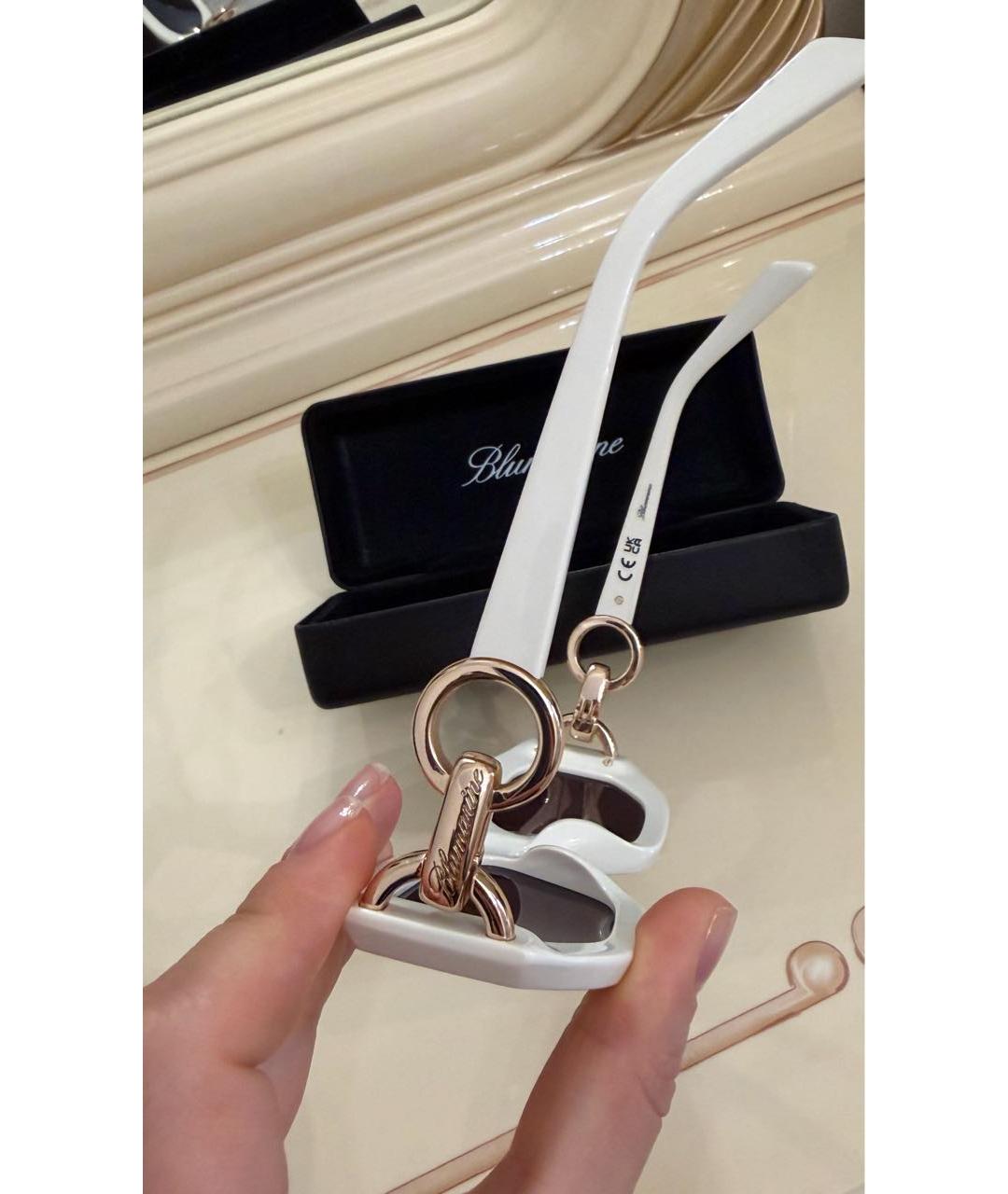 BLUMARINE Белые металлические солнцезащитные очки, фото 2