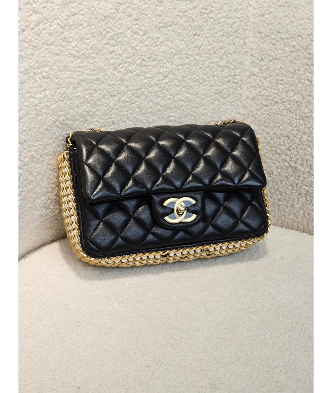 CHANEL Черная кожаная сумка через плечо, фото 6