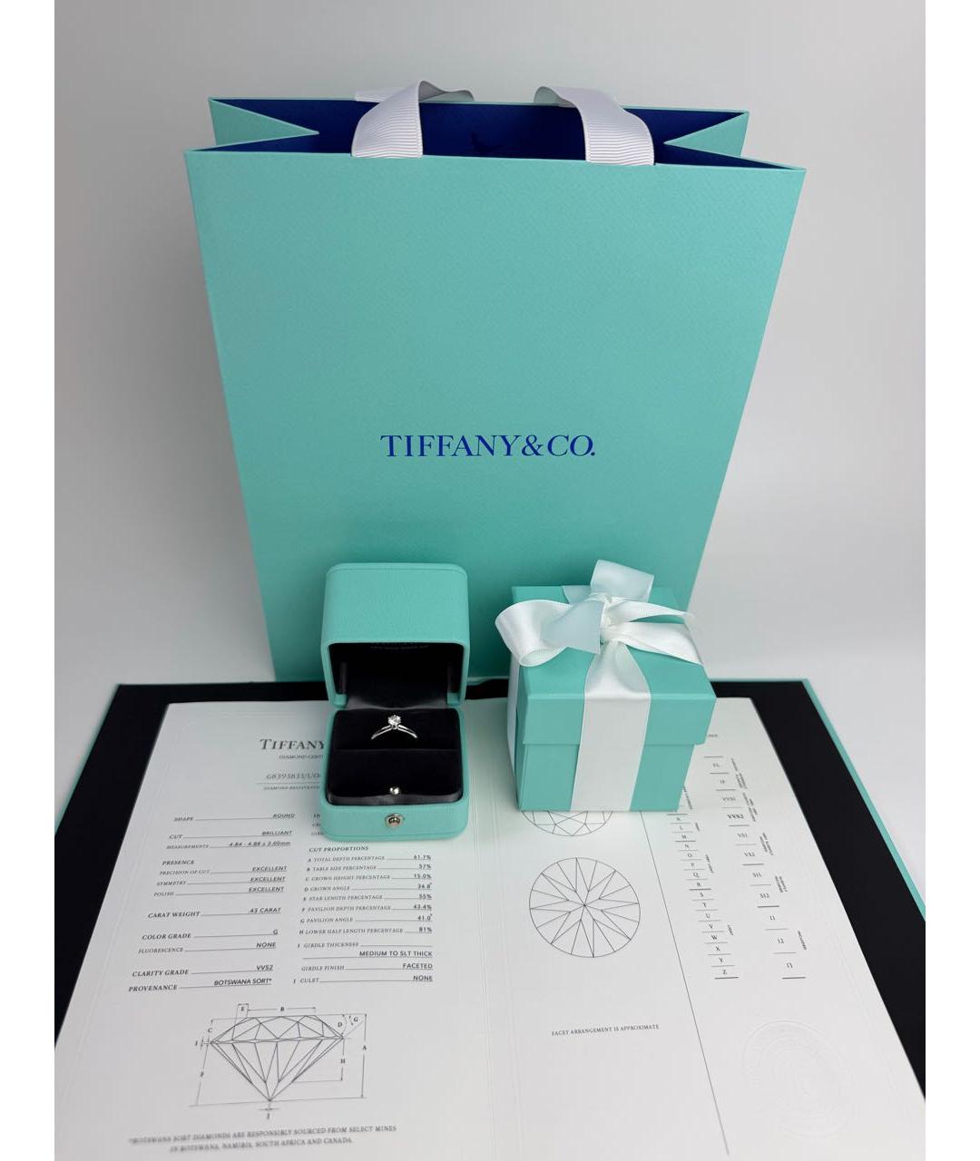 TIFFANY&CO Серебряное платиновое кольцо, фото 2