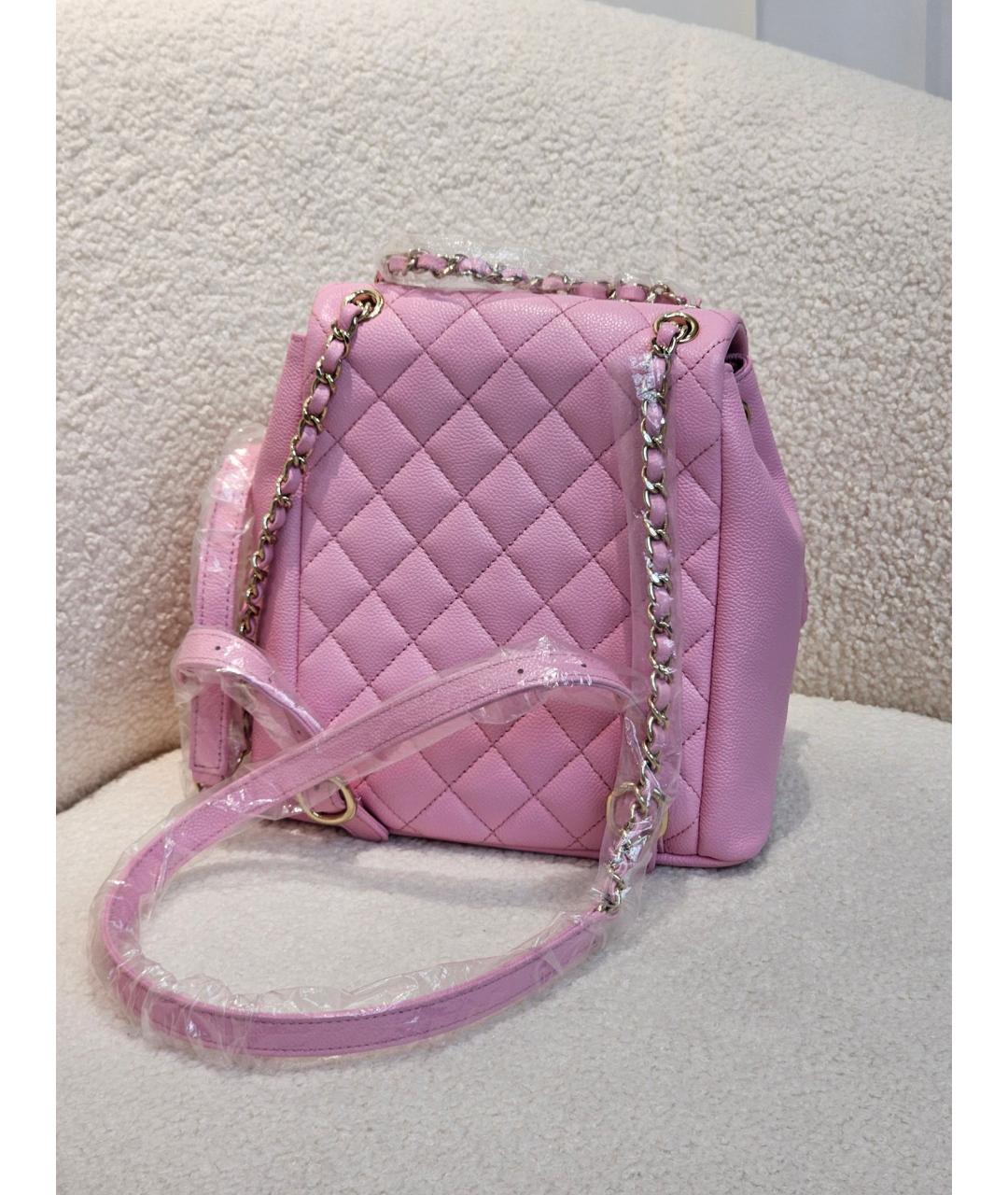 CHANEL Розовый кожаный рюкзак, фото 3