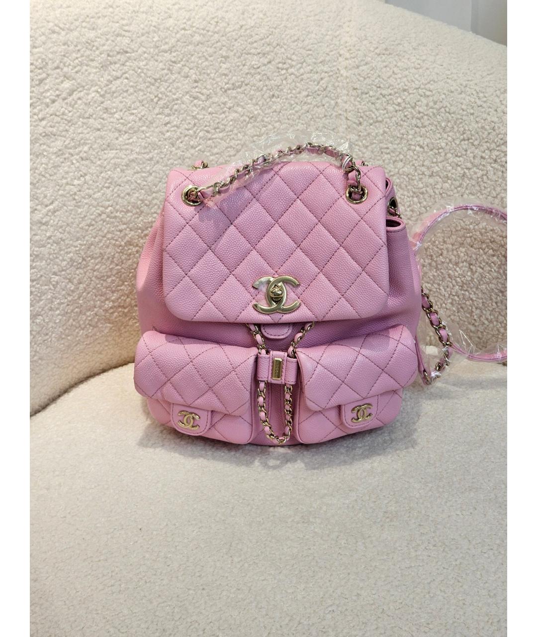 CHANEL Розовый кожаный рюкзак, фото 6