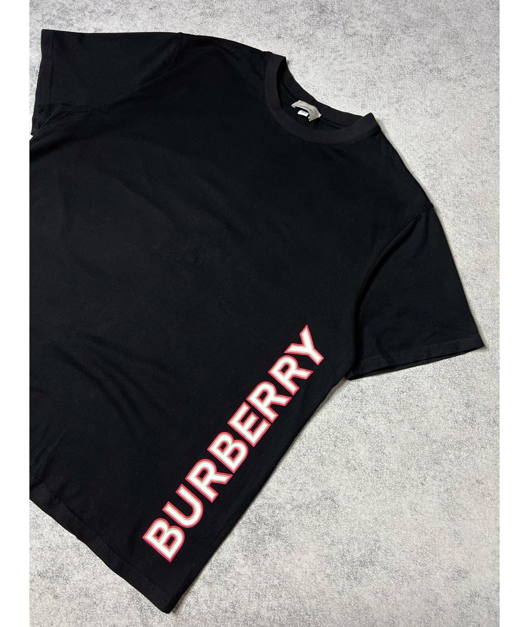 BURBERRY Черная хлопковая футболка, фото 6