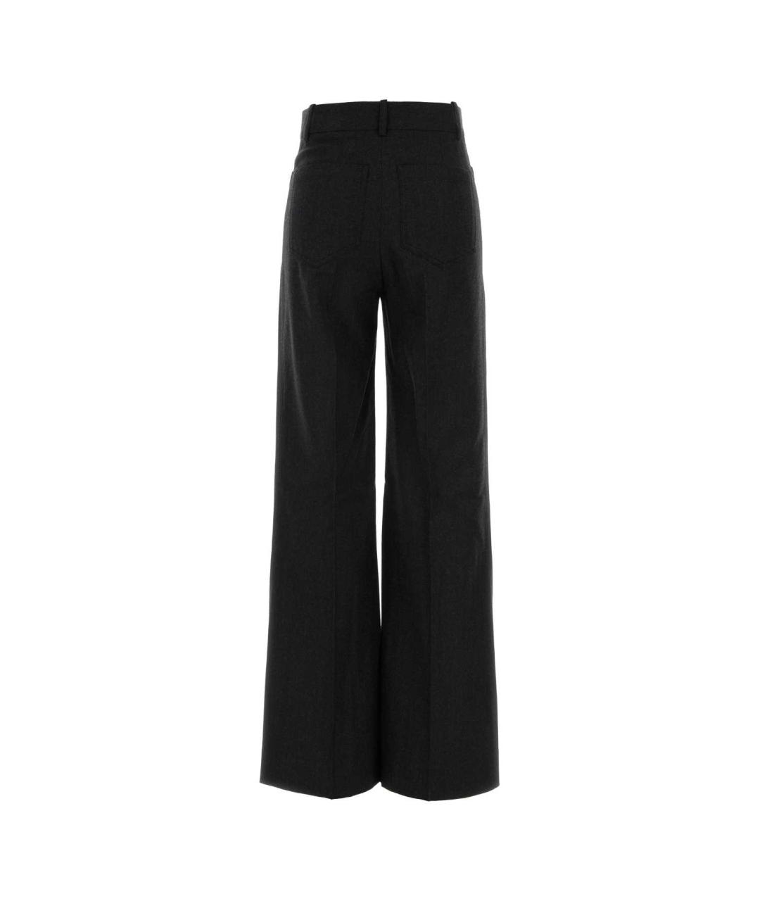 VICTORIA BECKHAM Антрацитовые шерстяные прямые брюки, фото 2