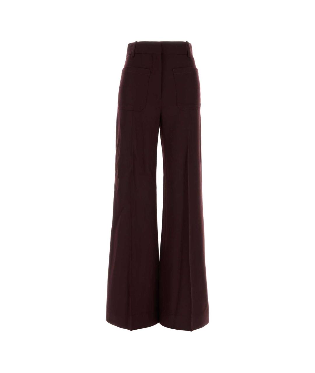 VICTORIA BECKHAM Фиолетовые шерстяные прямые брюки, фото 1