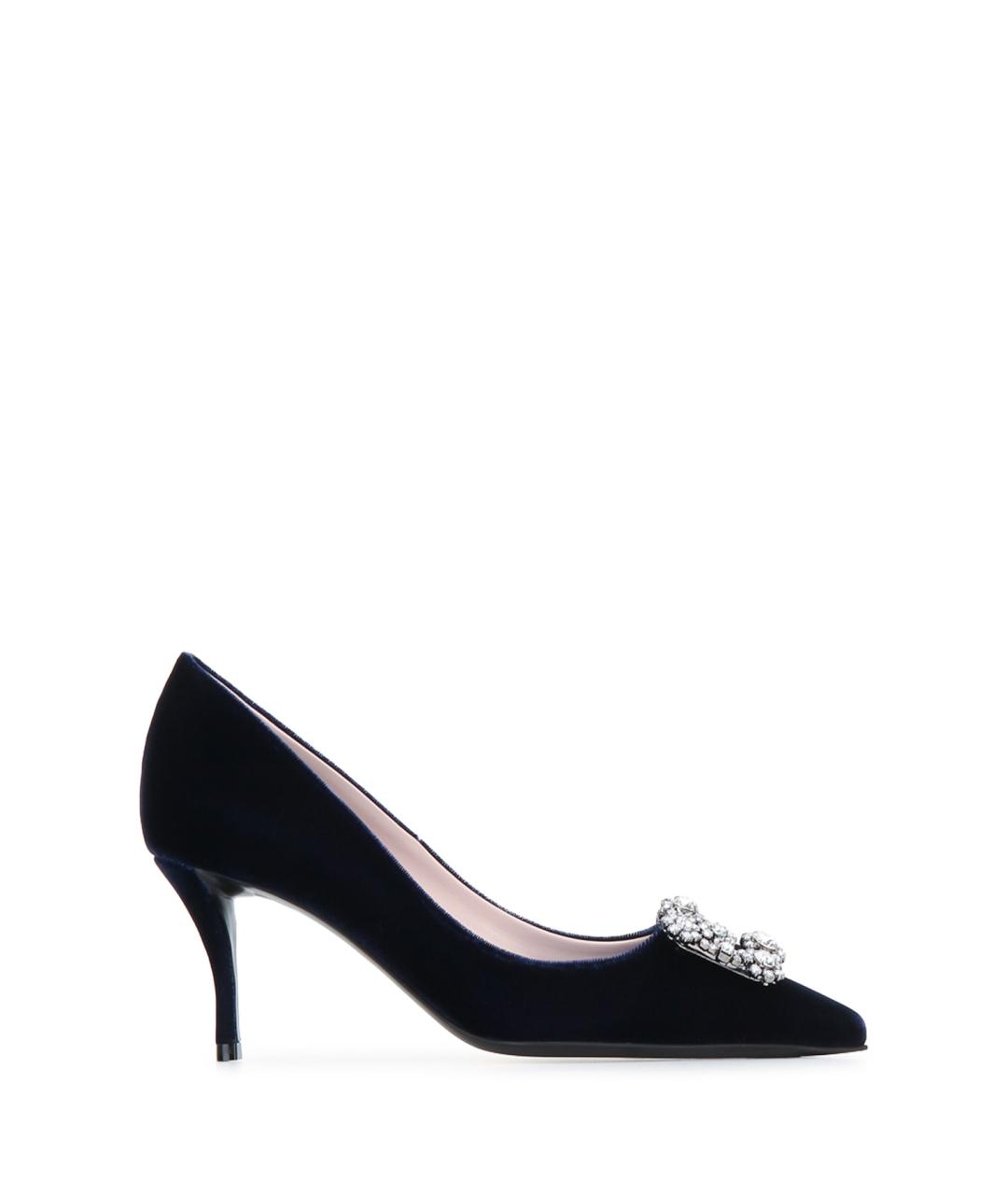 ROGER VIVIER Темно-синие бархатные туфли, фото 1