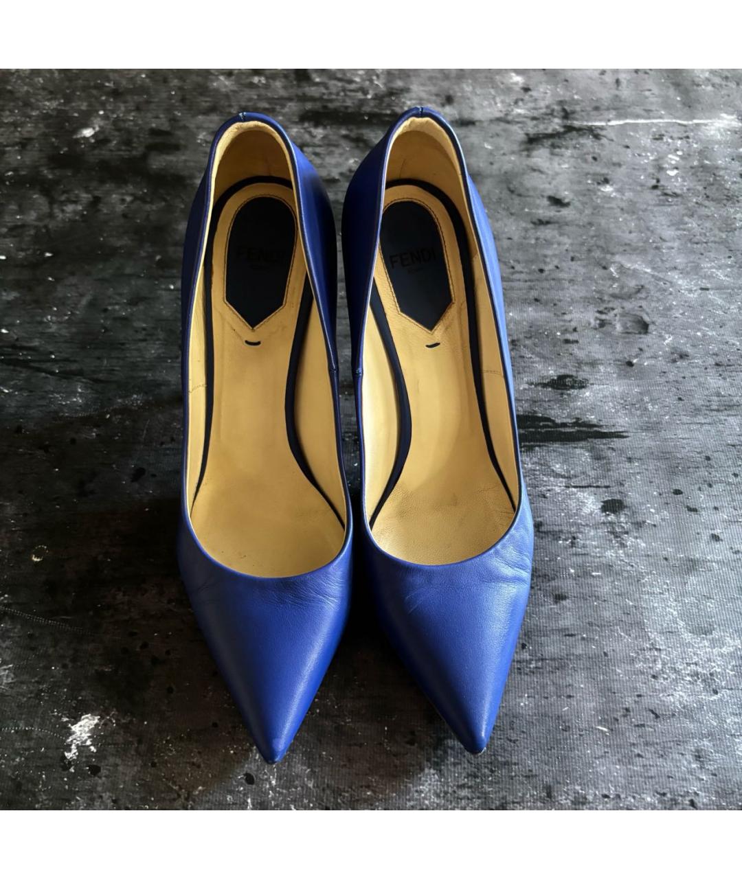 FENDI Синие кожаные туфли, фото 2