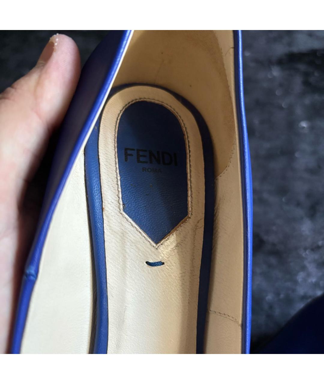 FENDI Синие кожаные туфли, фото 3