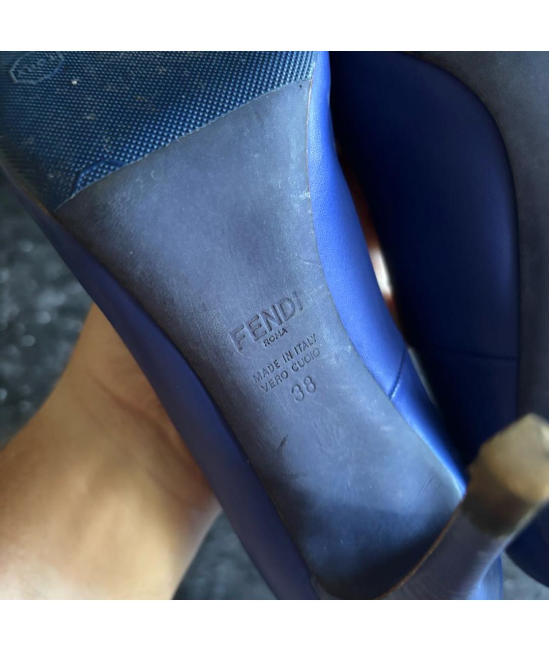 FENDI Синие кожаные туфли, фото 7