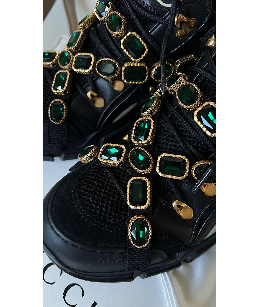 GUCCI Черные кожаные кроссовки, фото 6
