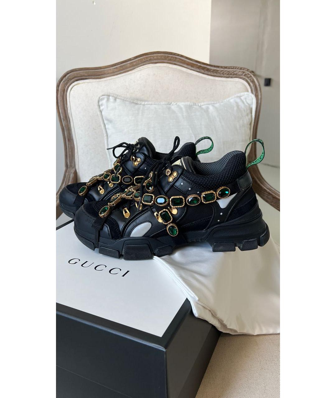 GUCCI Черные кожаные кроссовки, фото 9