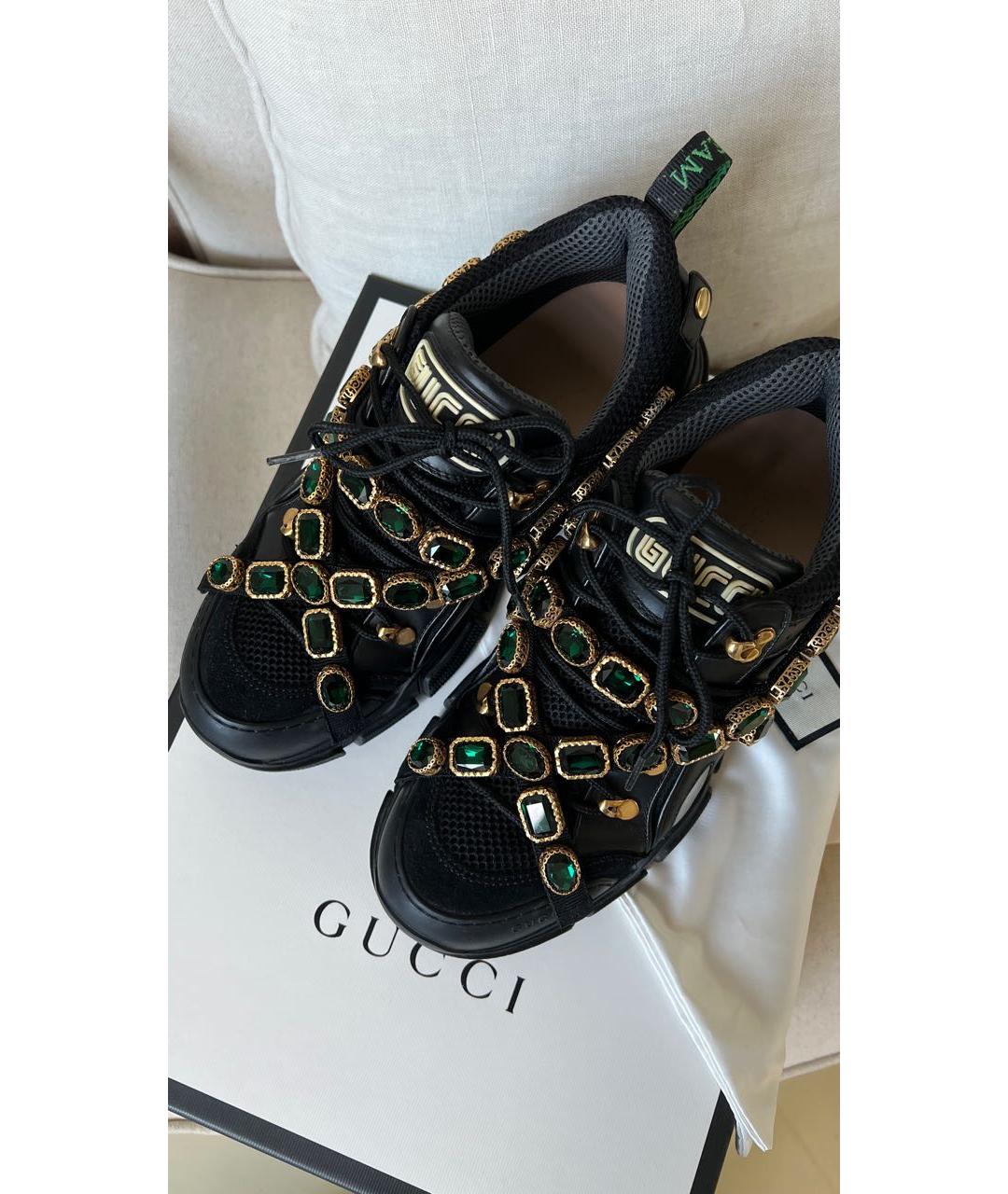 GUCCI Черные кожаные кроссовки, фото 5