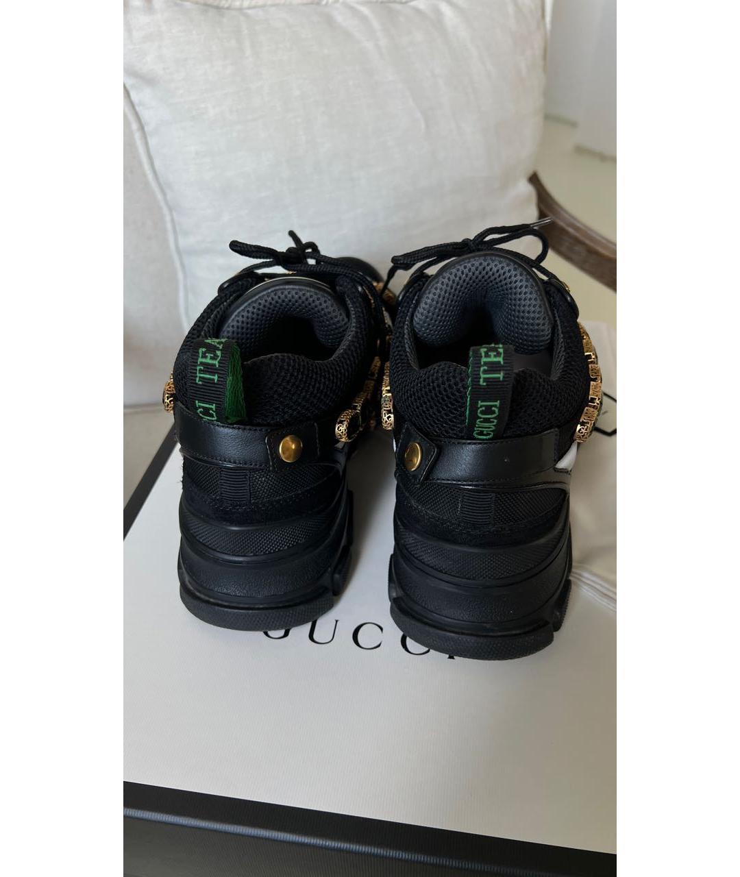 GUCCI Черные кожаные кроссовки, фото 4