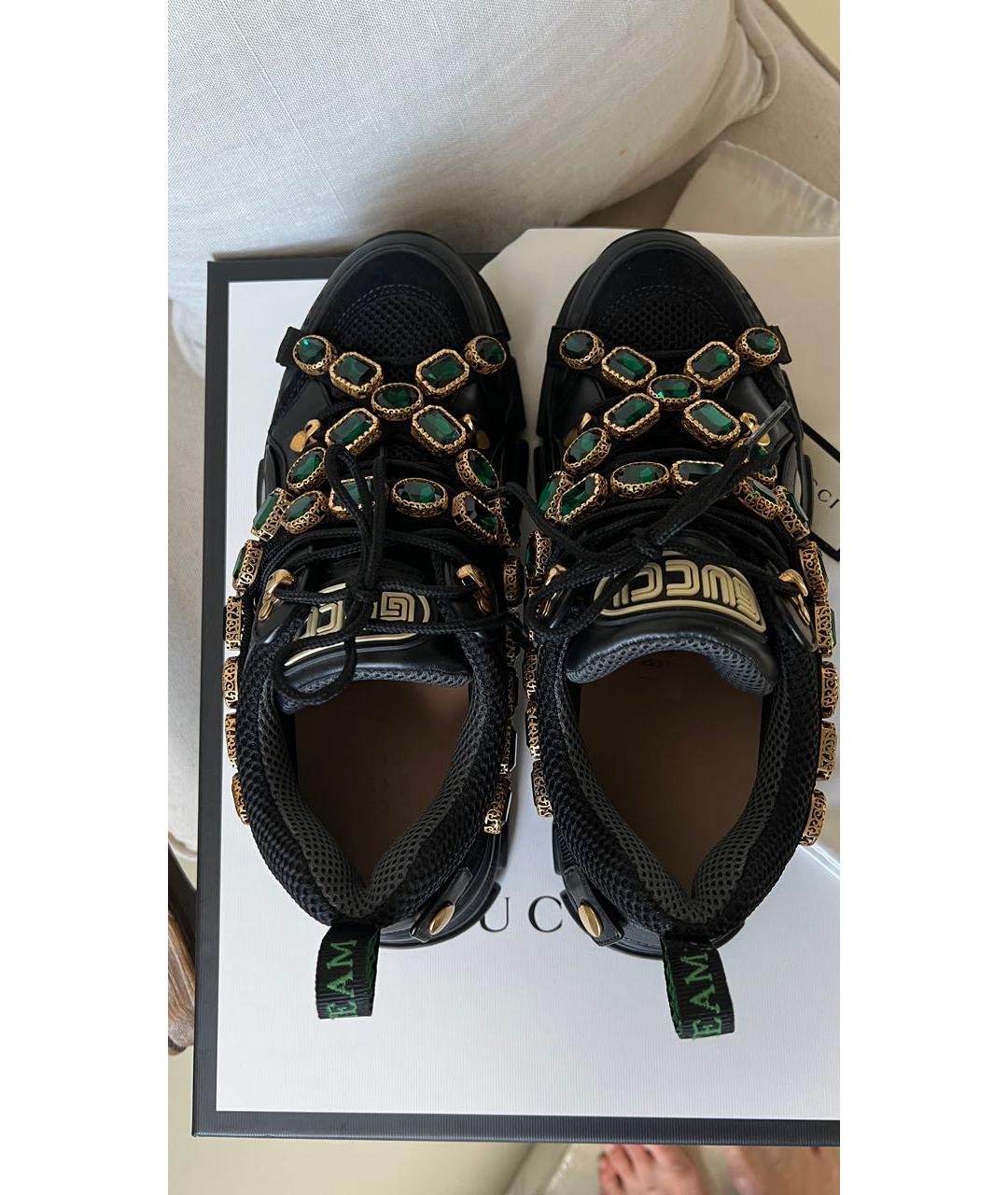 GUCCI Черные кожаные кроссовки, фото 3