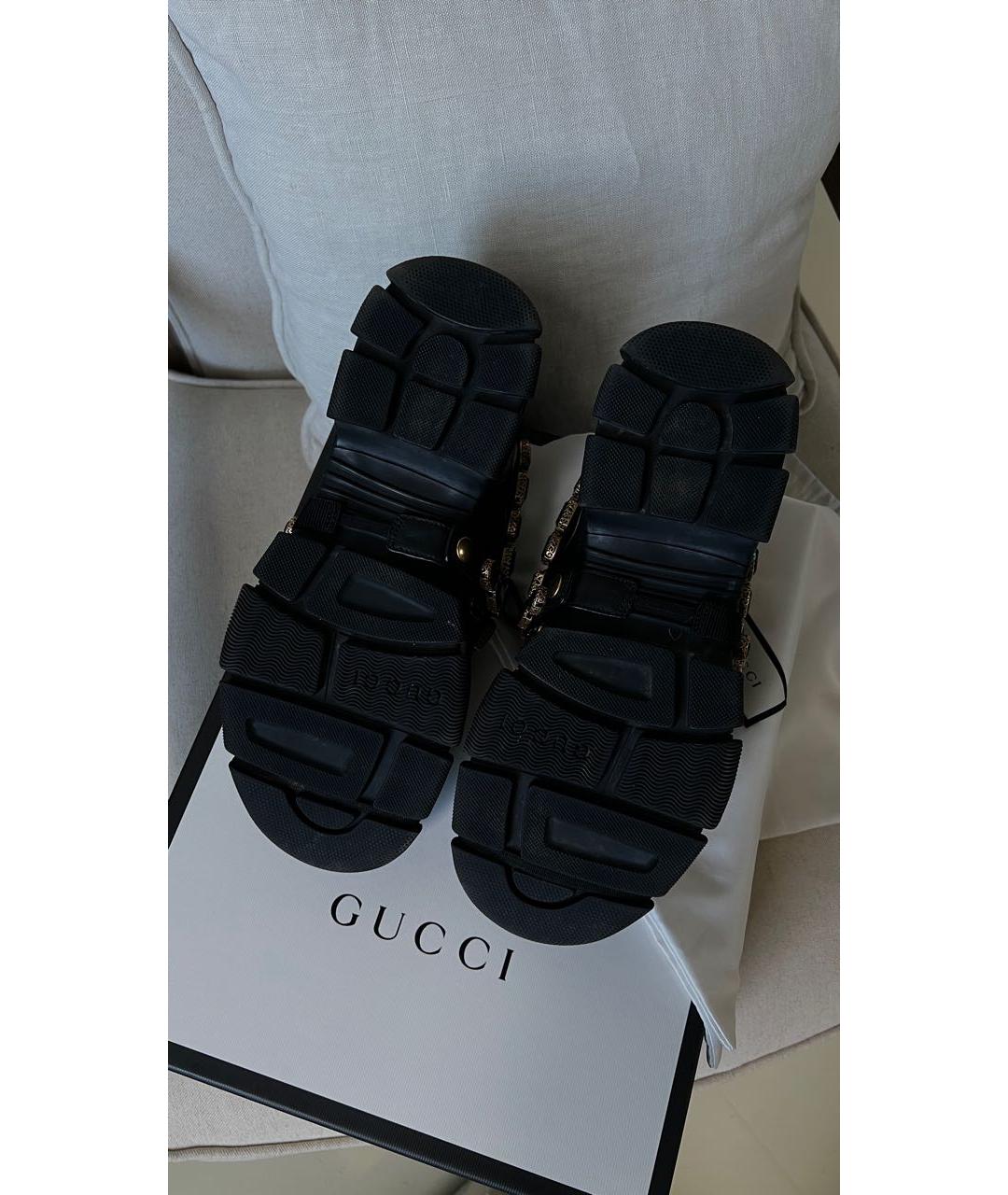 GUCCI Черные кожаные кроссовки, фото 7