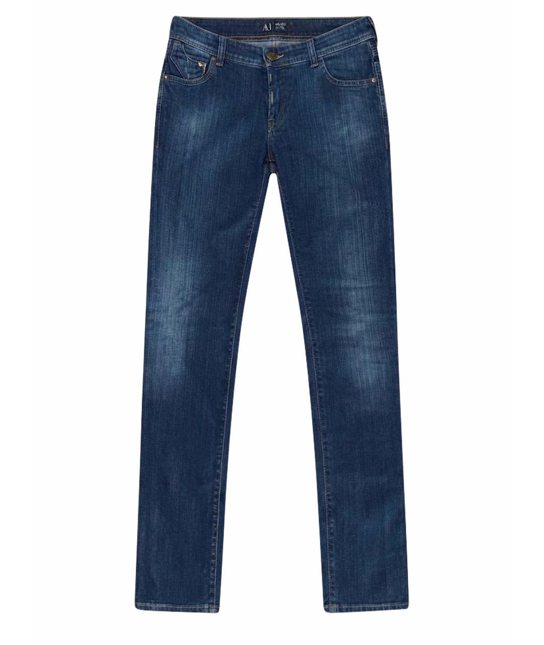 ARMANI JEANS Темно-синие хлопко-эластановые джинсы слим, фото 1