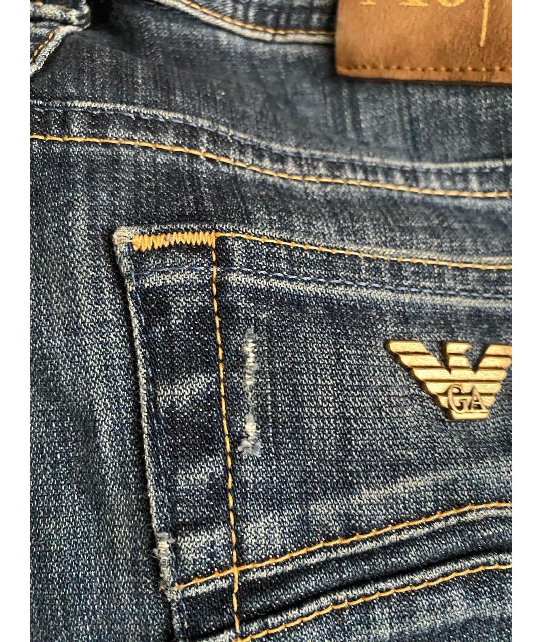 ARMANI JEANS Темно-синие хлопко-эластановые джинсы слим, фото 5