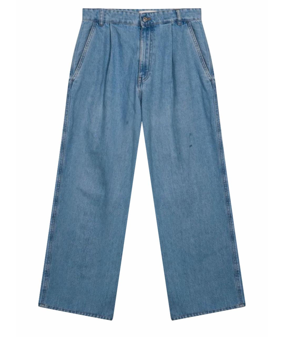 MIU MIU Голубые хлопковые прямые джинсы, фото 1
