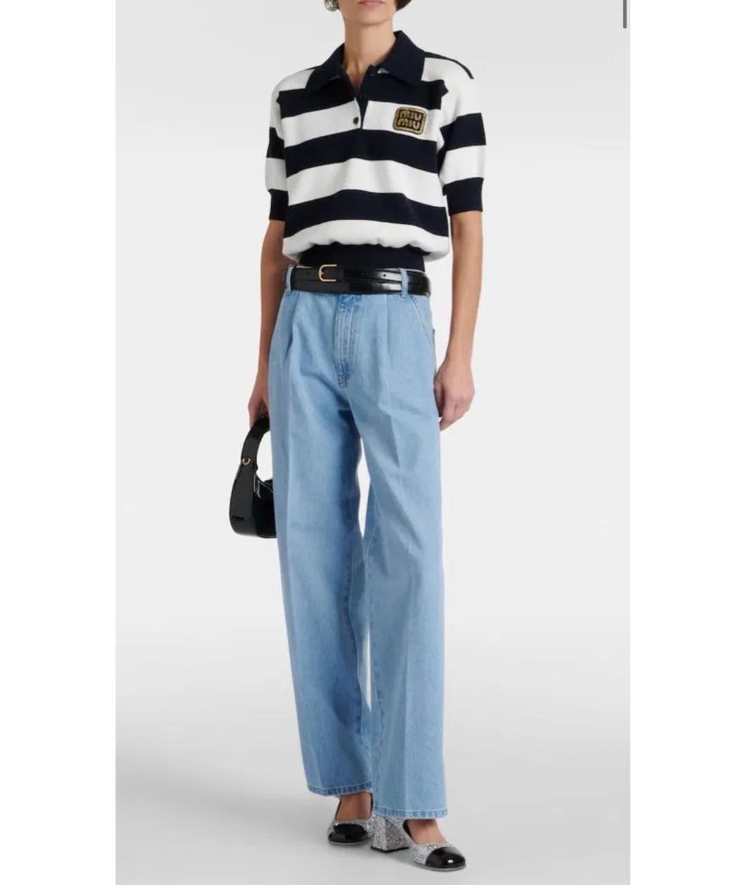 MIU MIU Голубые хлопковые прямые джинсы, фото 3