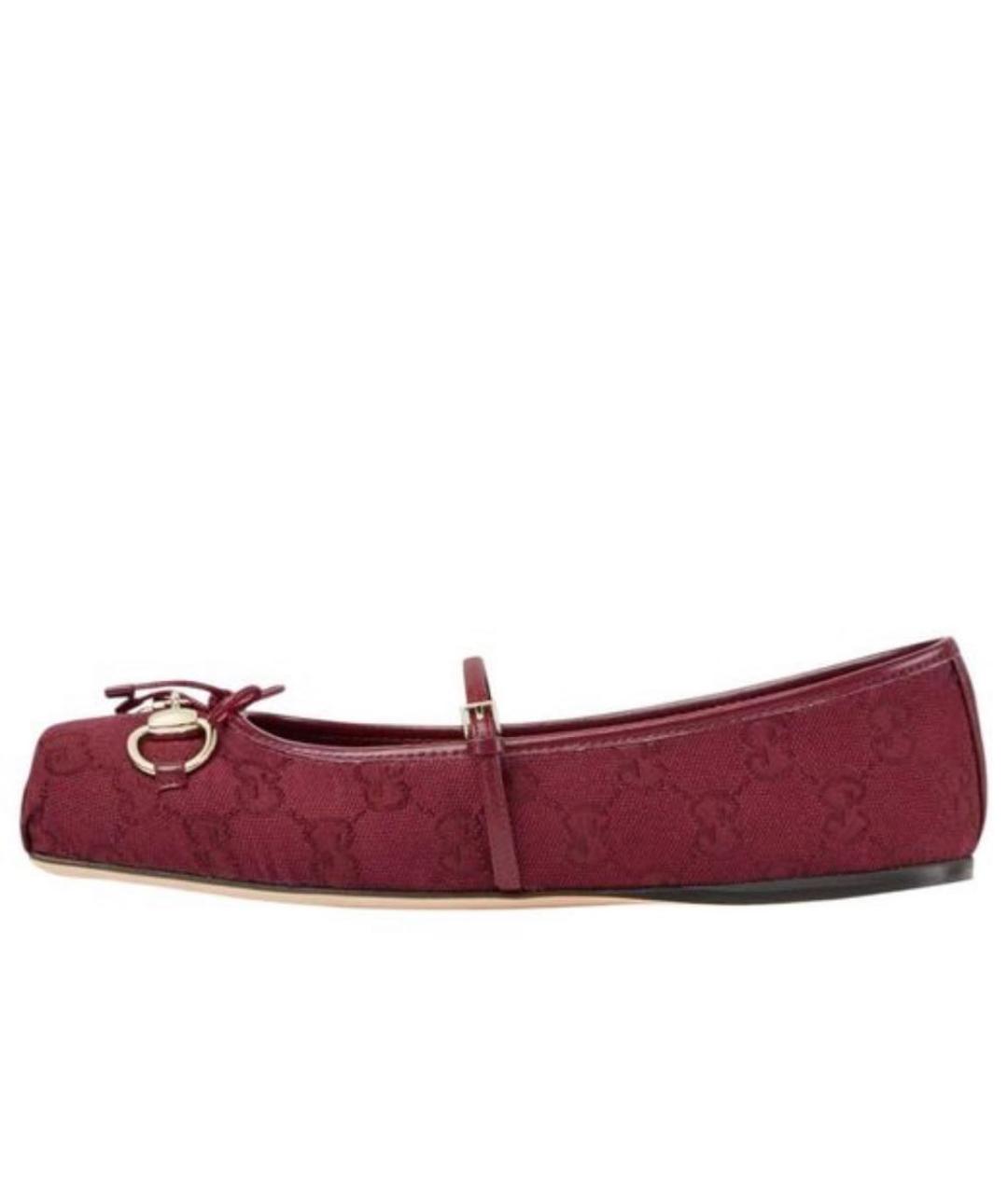 GUCCI Бордовые балетки, фото 8