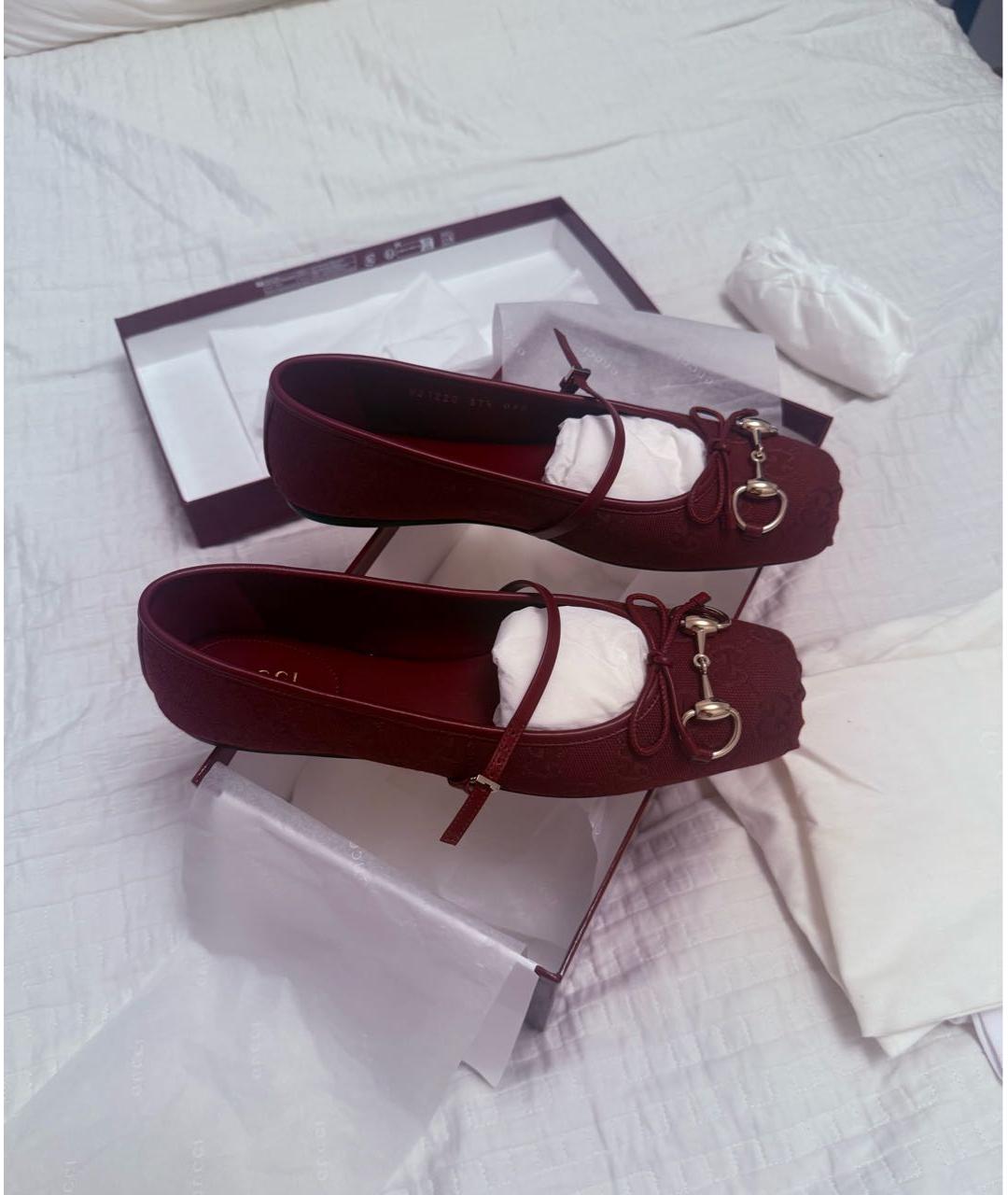 GUCCI Бордовые балетки, фото 6