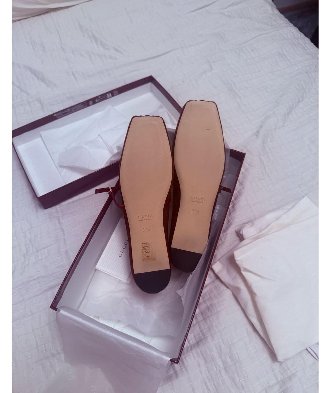 GUCCI Бордовые балетки, фото 7