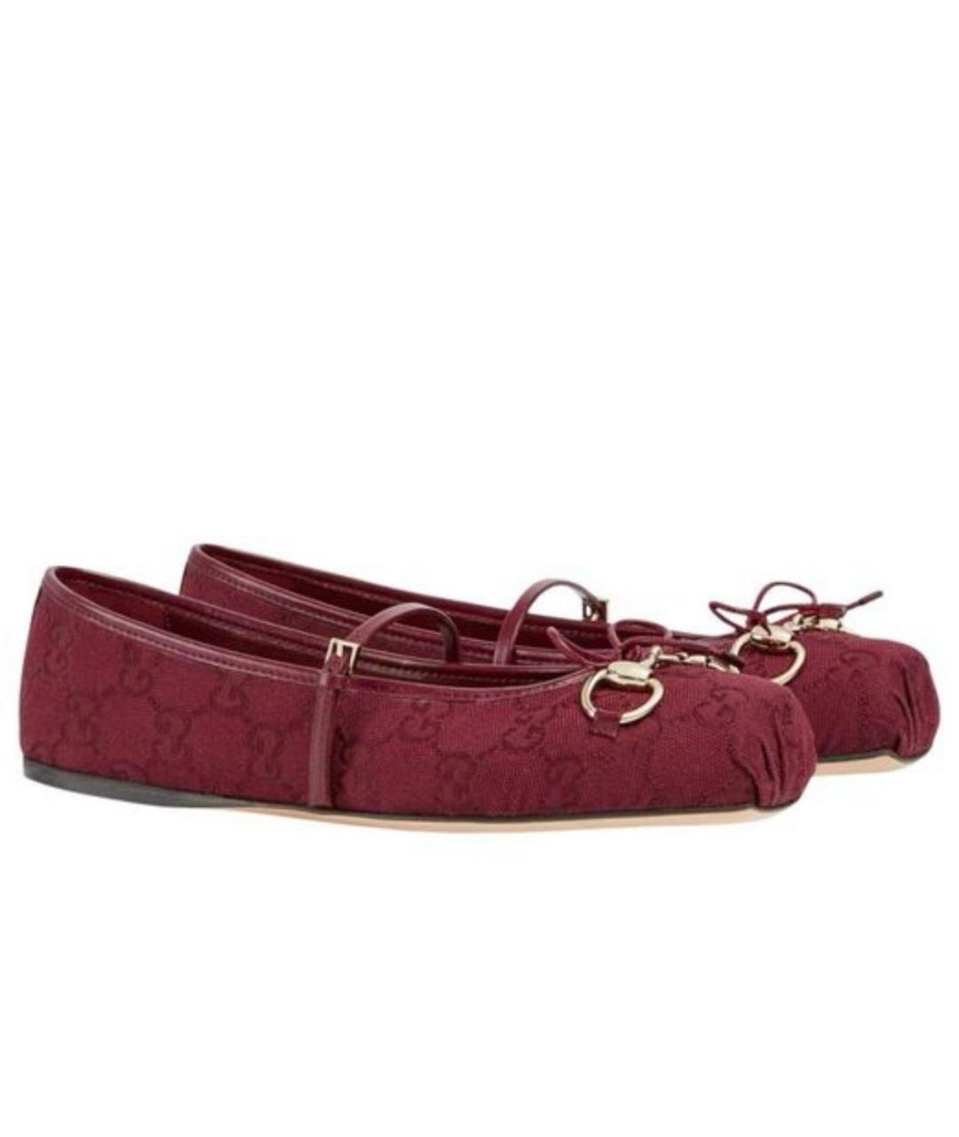 GUCCI Бордовые балетки, фото 2
