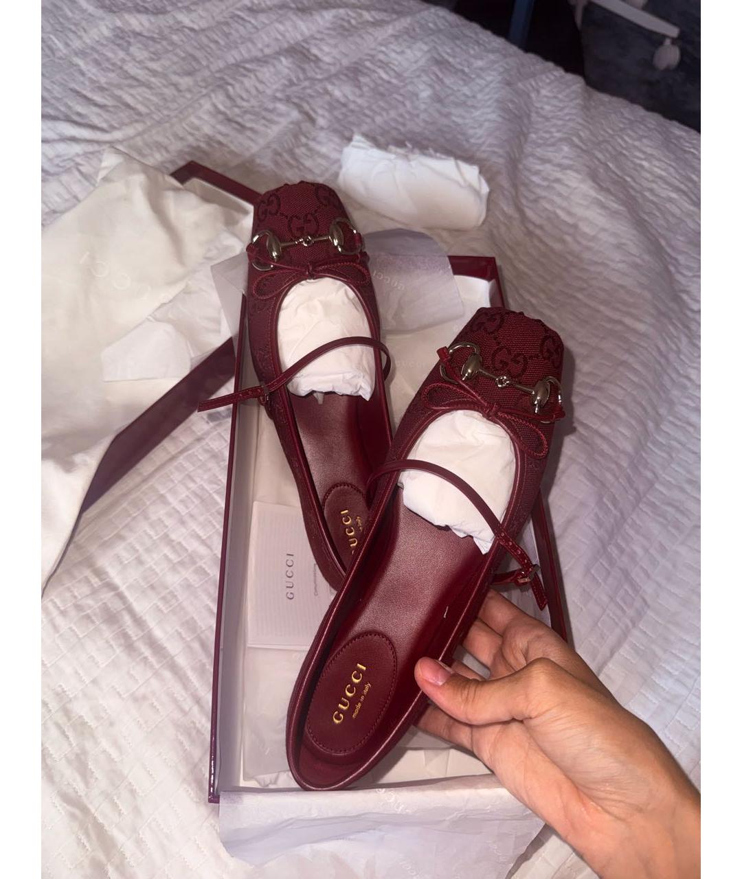 GUCCI Бордовые балетки, фото 5