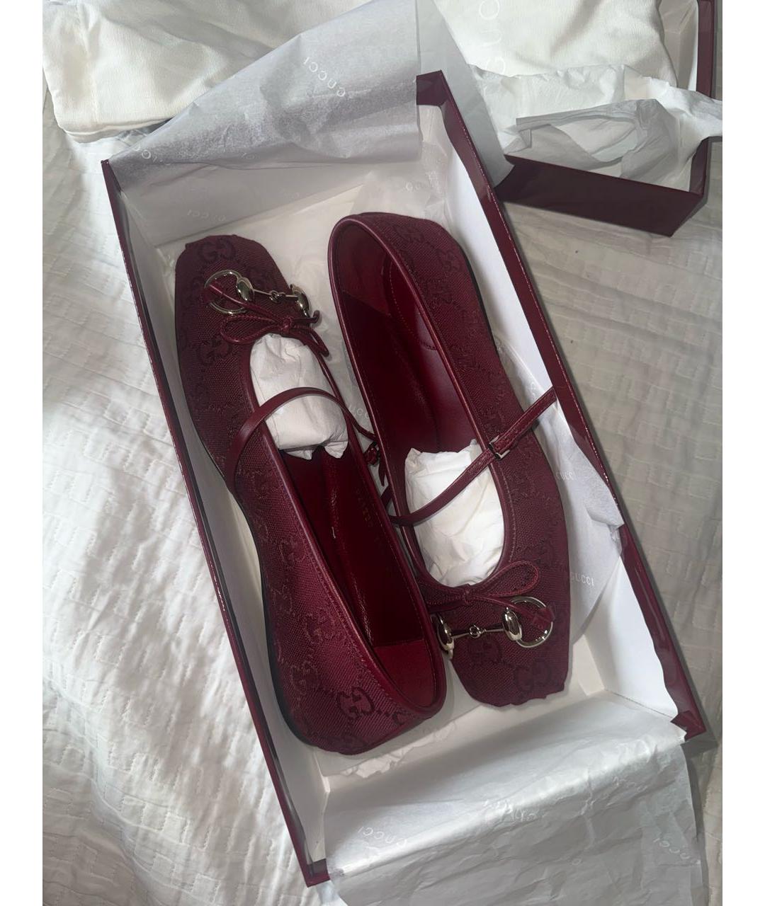 GUCCI Бордовые балетки, фото 4