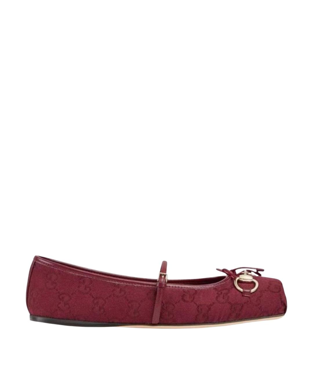 GUCCI Бордовые балетки, фото 1