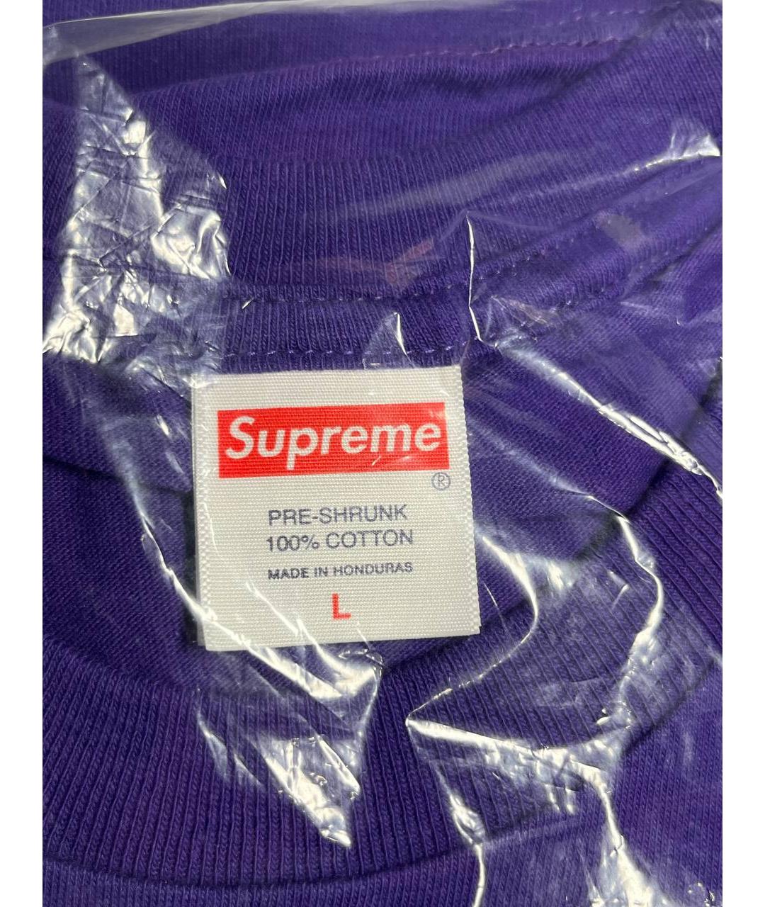 SUPREME Фиолетовая хлопковая футболка, фото 4
