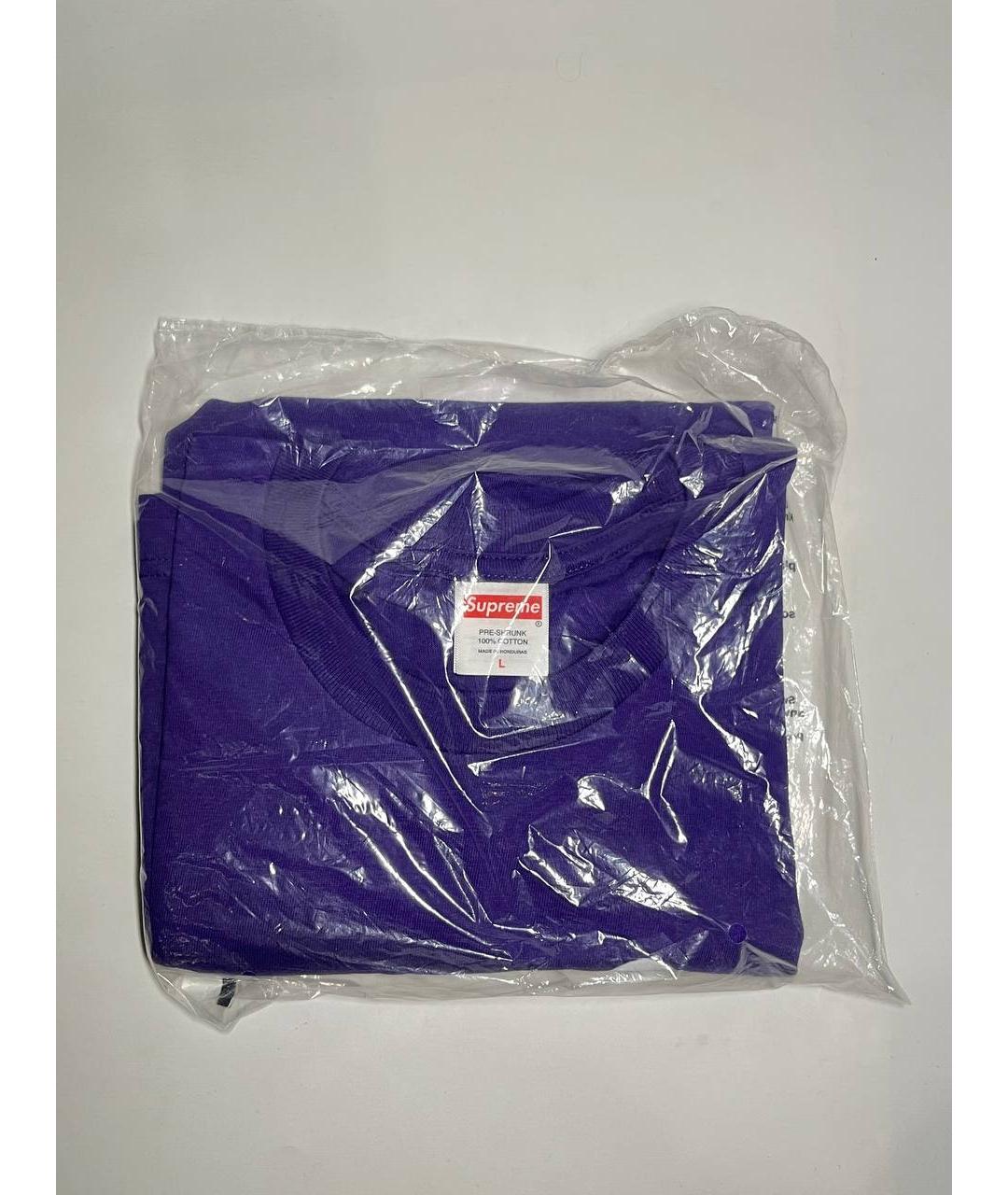 SUPREME Фиолетовая хлопковая футболка, фото 3