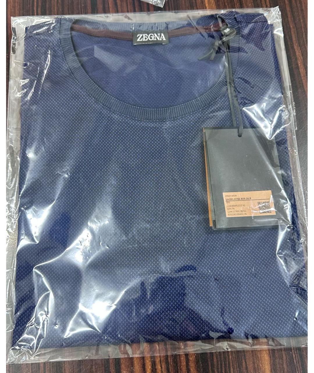 ZEGNA Темно-синяя хлопковая футболка, фото 2