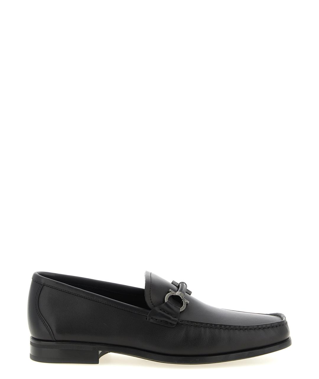FERRAGAMO Черные кожаные лоферы, фото 1