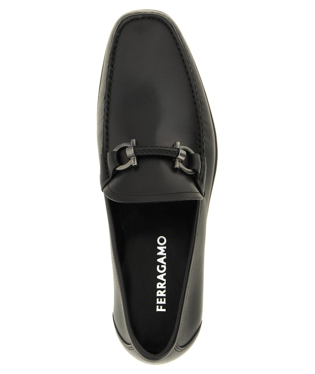 FERRAGAMO Черные кожаные лоферы, фото 4