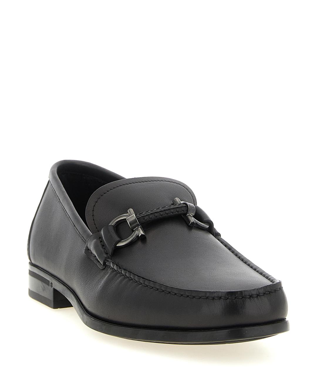 FERRAGAMO Черные кожаные лоферы, фото 2